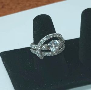 Beautiful Jose Hess Sterling Silver White CZ Cubic Zirconia Cocktail Ring Size 6